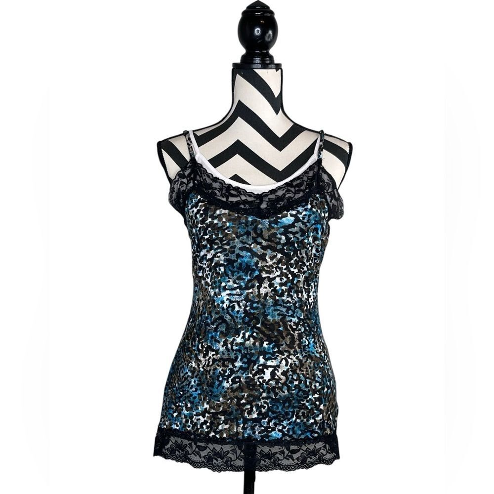 Y2K Fairy Grunge Layered Lace Trim Tank Top Sz L